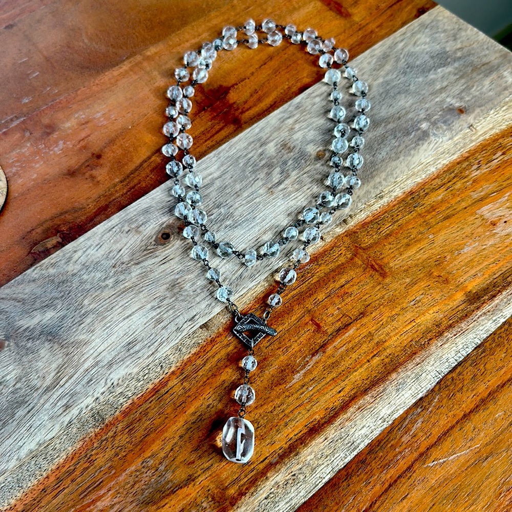 Silpada Retired Clear Beaded Toggle Necklace